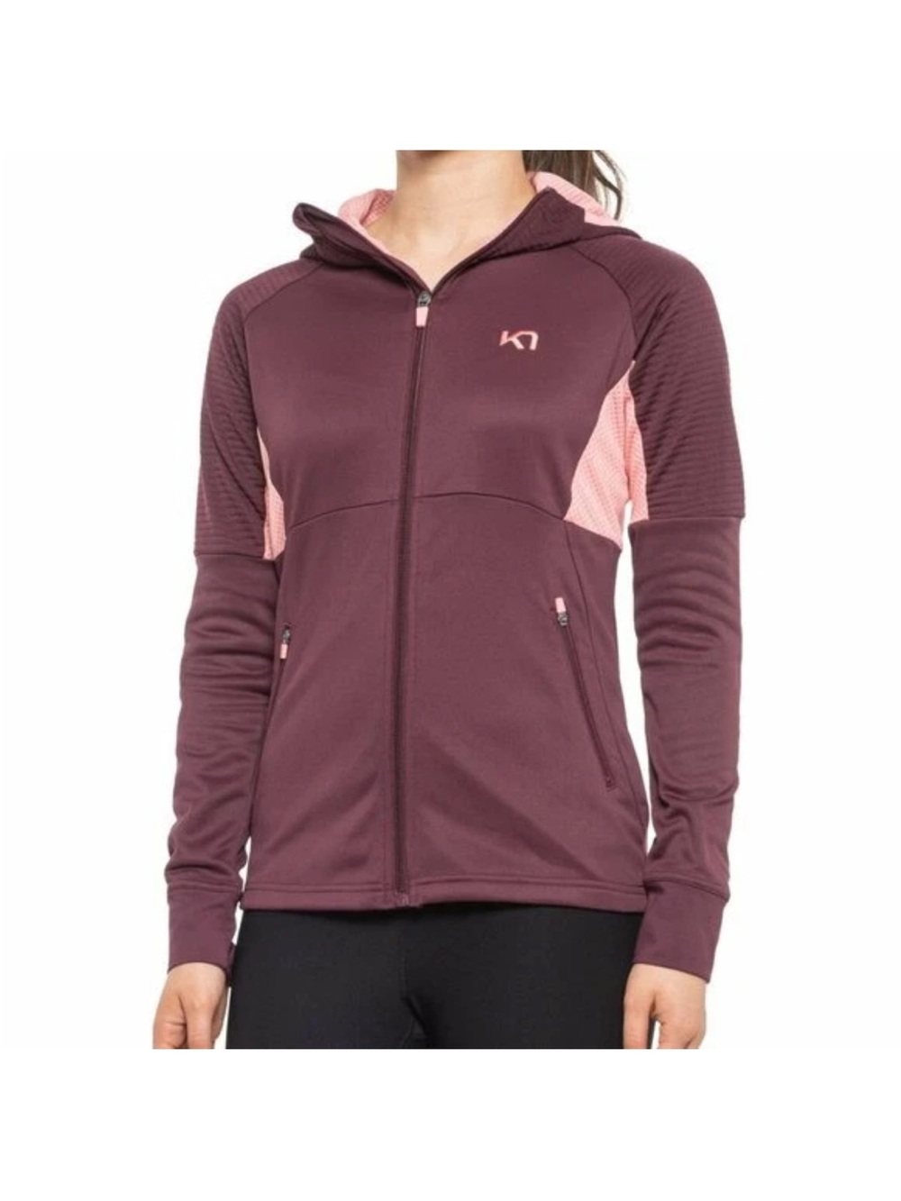 Kari Traa Trove Baselayer Jacket Women's Small Hooded Burgundy Ski Gorpcore
